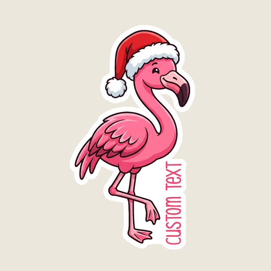 Flamingo in a Santa Hat Custom Sticker