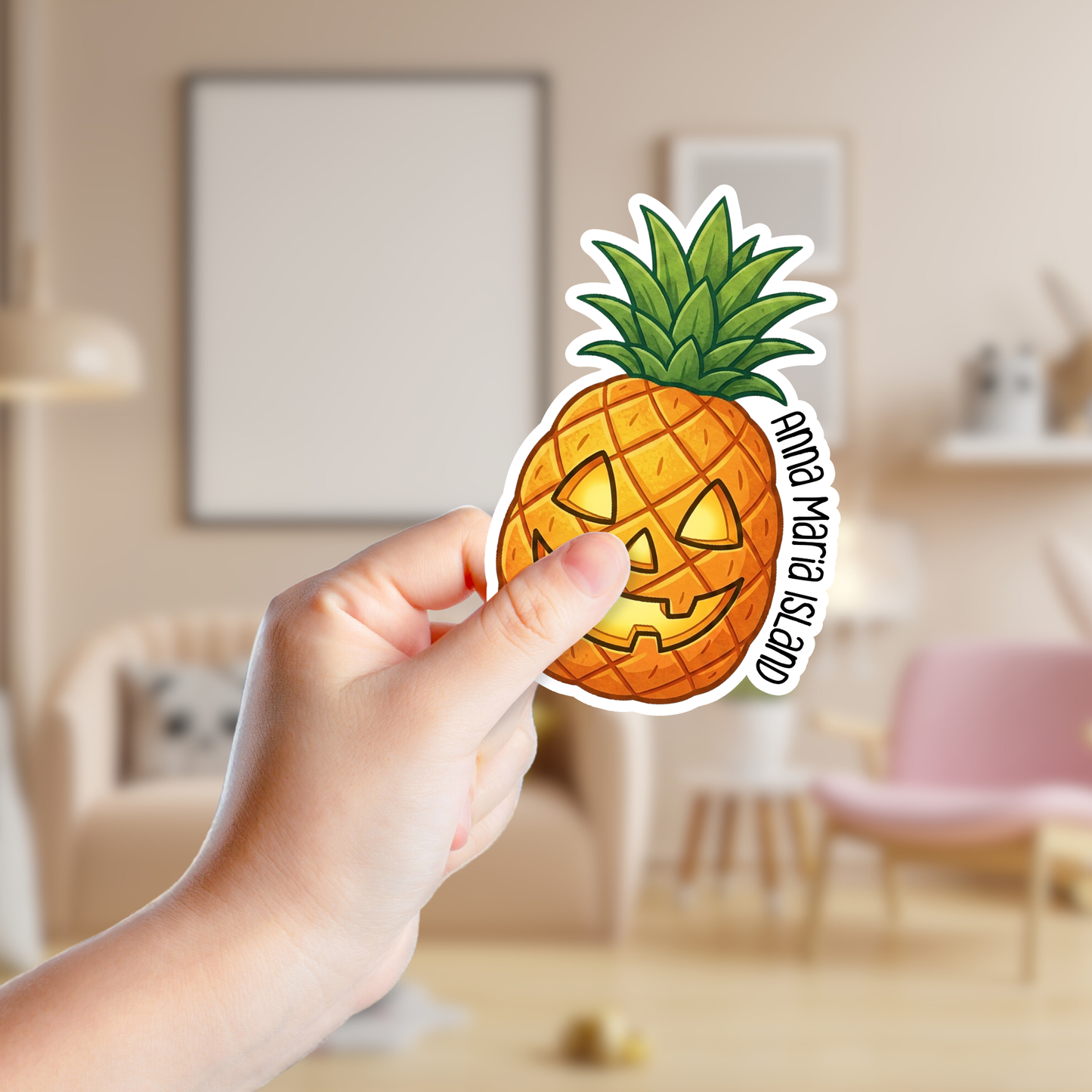Pineapple Jack-O-Lantern Custom Halloween Sticker