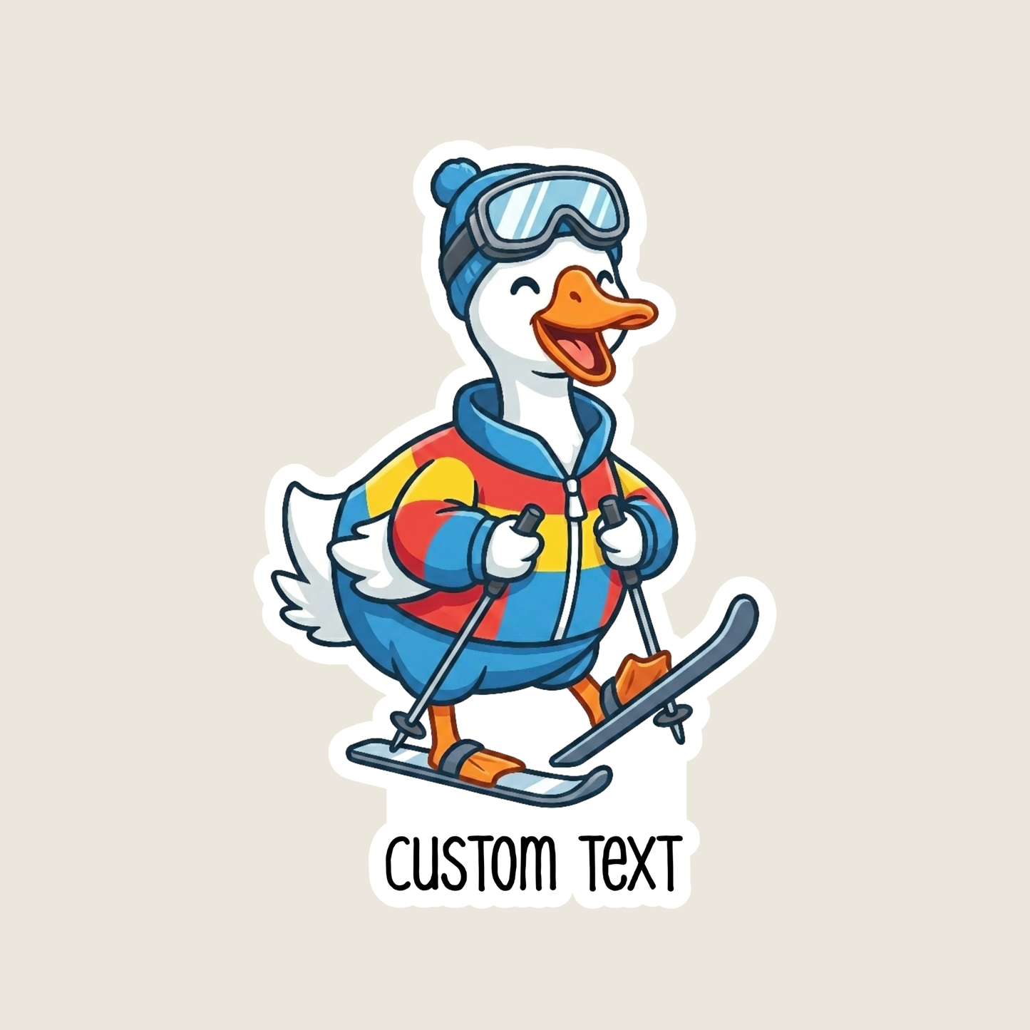 Silly Goose Skiing Custom Funny Sticker