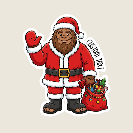 Big Foot in a Santa Costume Christmas Custom Sticker