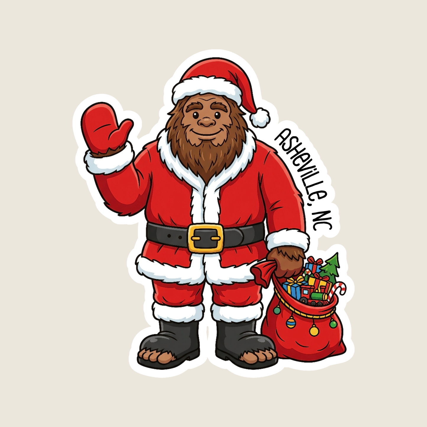 Big Foot in a Santa Costume Christmas Custom Sticker