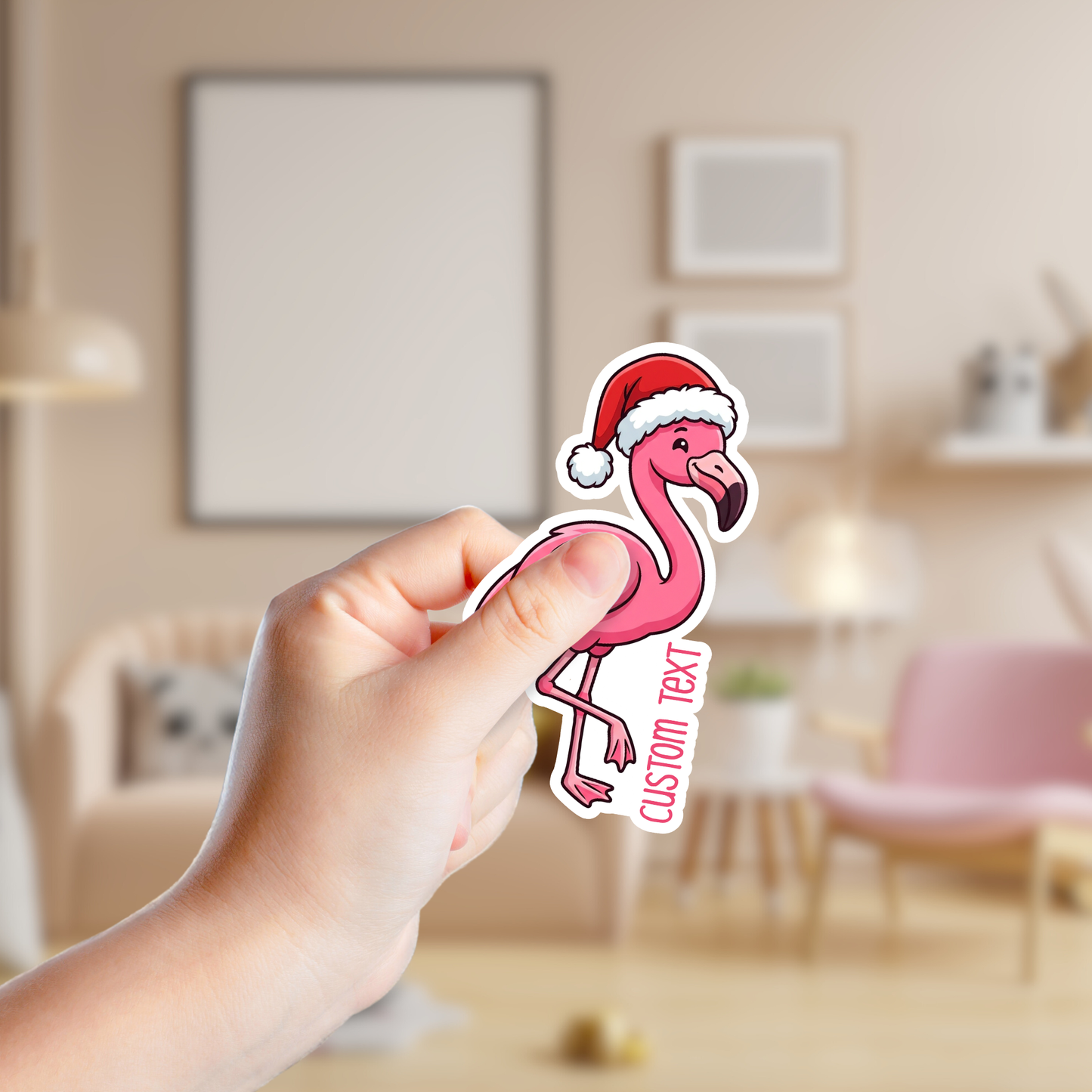 Flamingo in a Santa Hat Custom Sticker