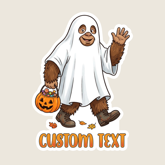 Big Foot in a Ghost Costume Custom Halloween Sticker