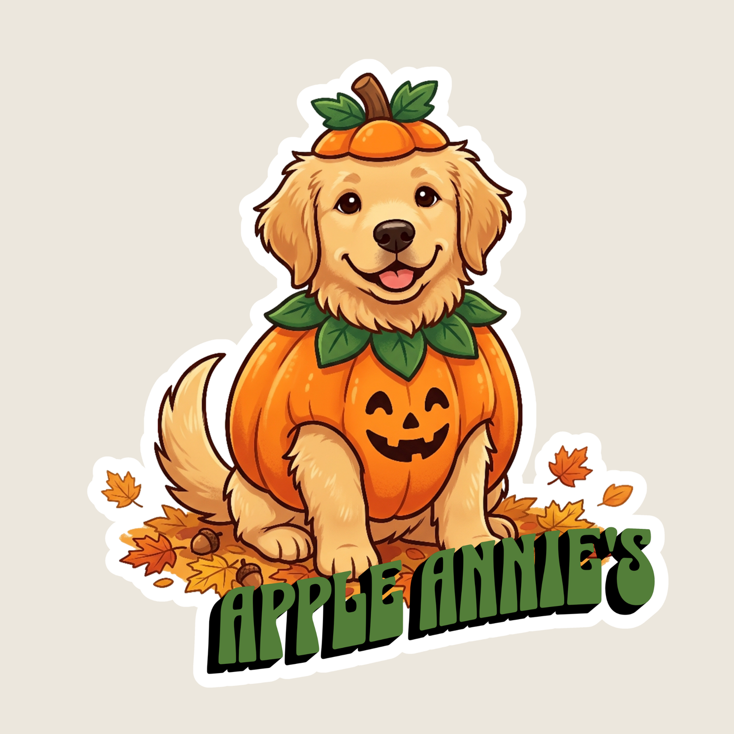Golden Retriever in a Pumpkin Costume Halloween Custom Sticker