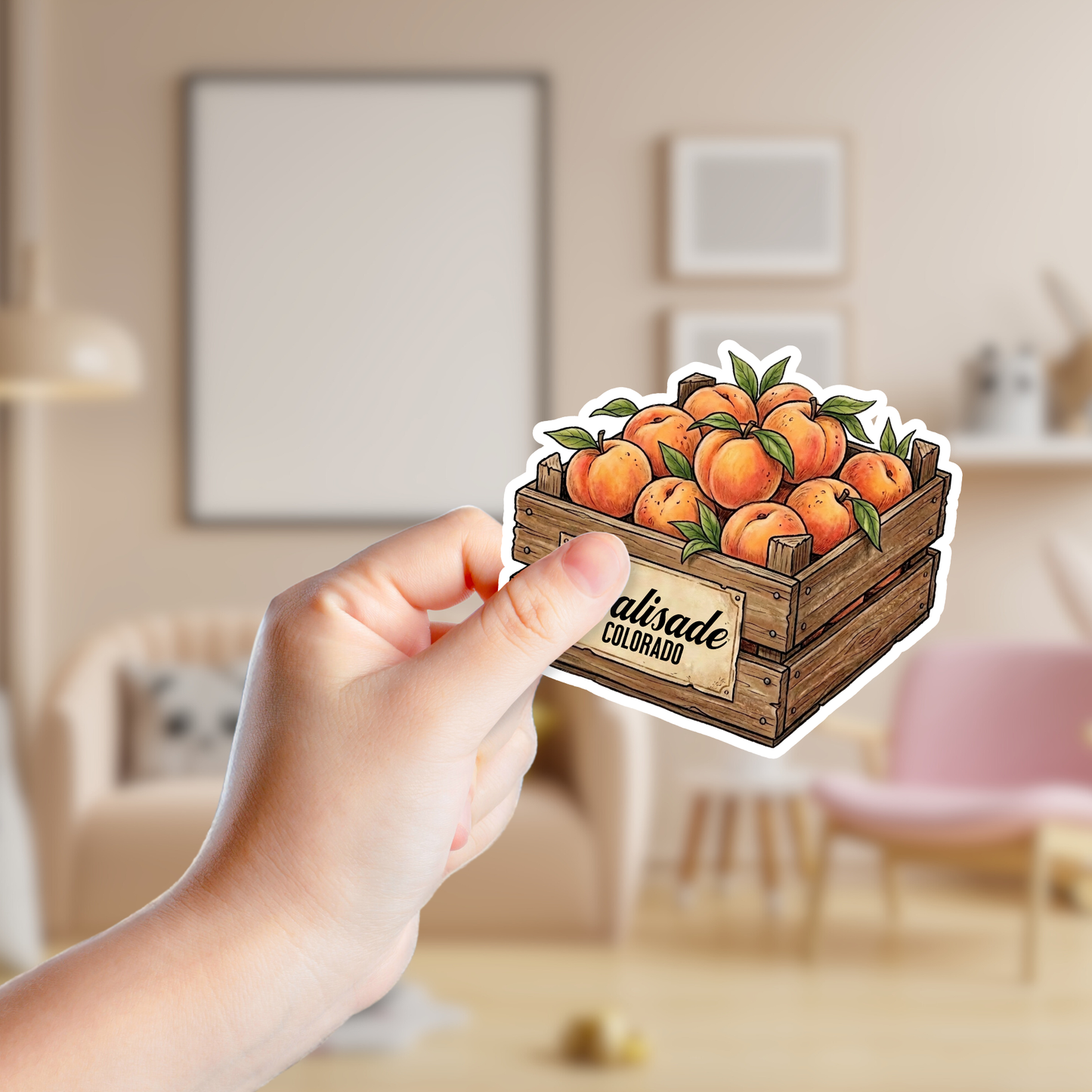 Rustic Peach Carton Custom Sticker