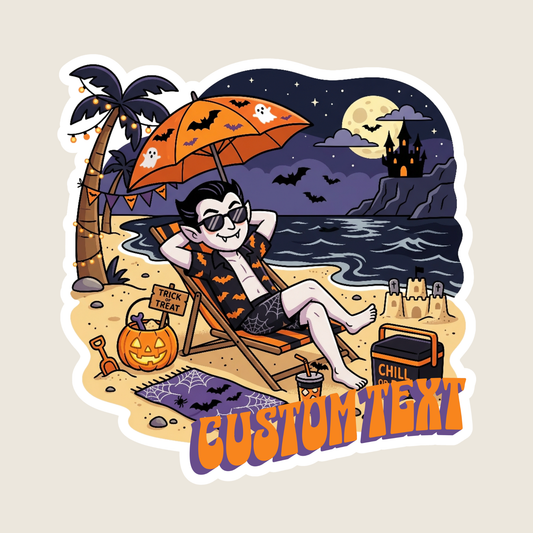Vampire Lounging at the Beach Custom Sticker