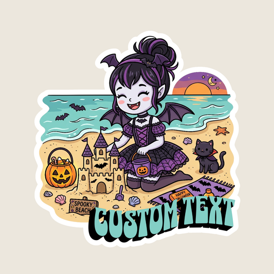 Girl Vampire Lounging at the Beach Custom Sticker