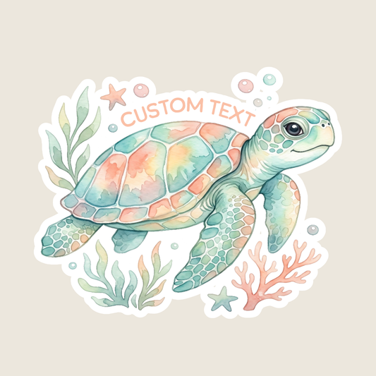 Watercolor Sea Turtle Custom Sticker