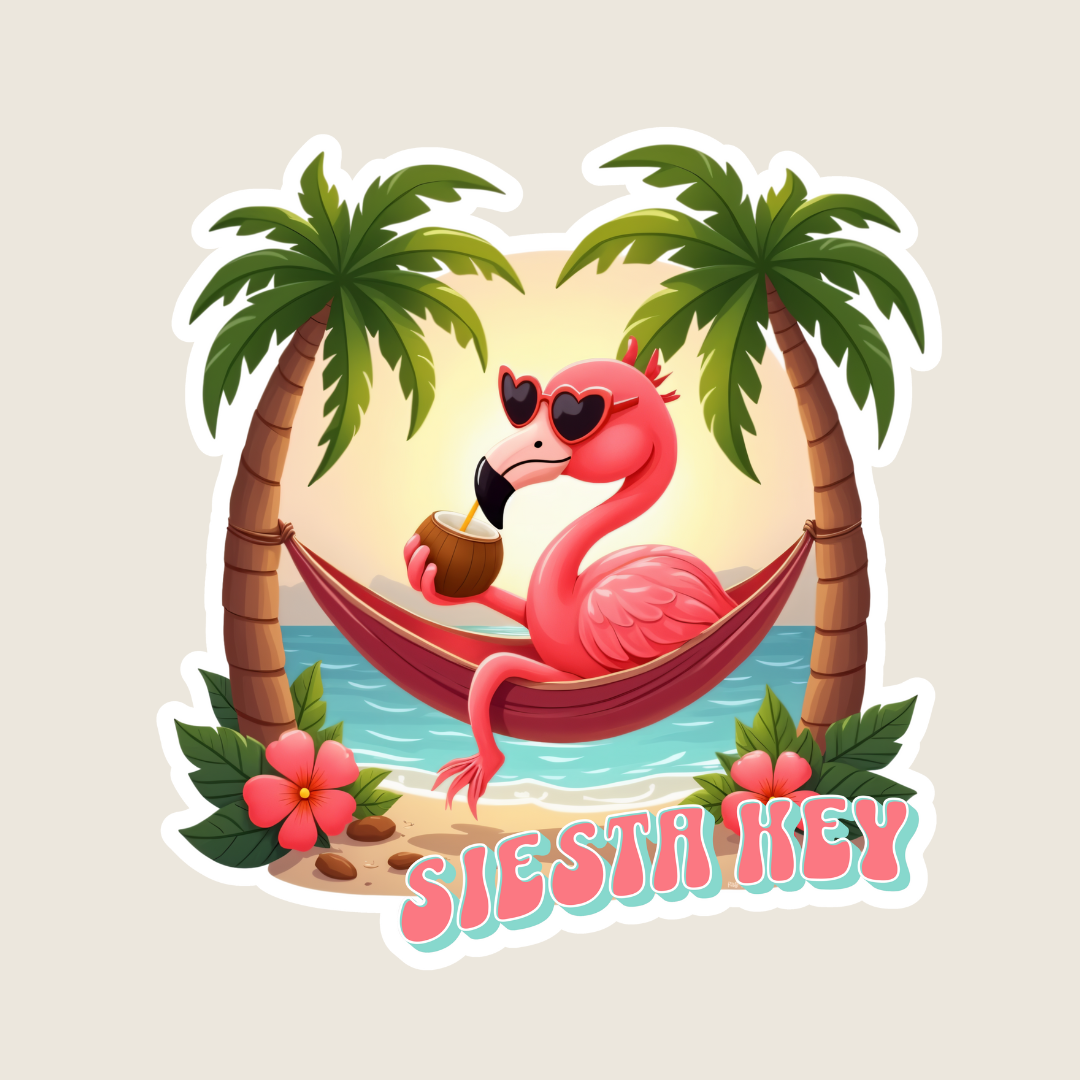 Lounging Tropical Flamingo Custom Souvenir Sticker