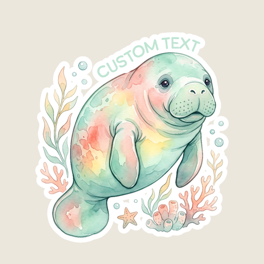 Watercolor Manatee Custom Sticker