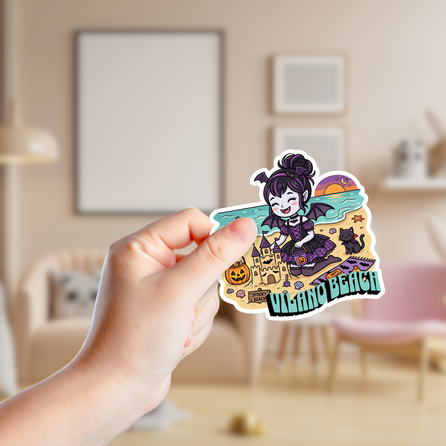 Girl Vampire Lounging at the Beach Custom Sticker