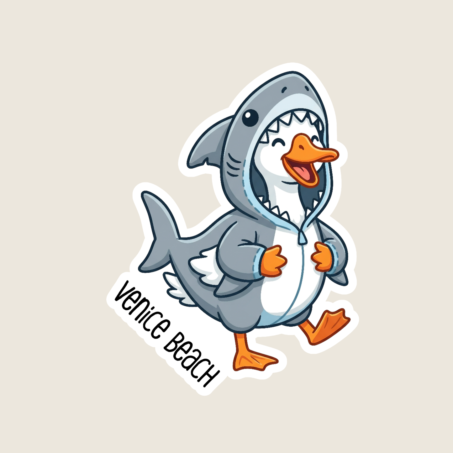 Silly Goose Dressed as a Shark Custom Funny Sticker