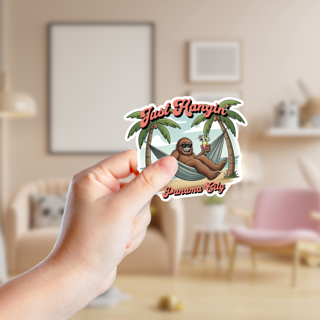 Just Hangin' Tropical Sasquatch Custom Sticker