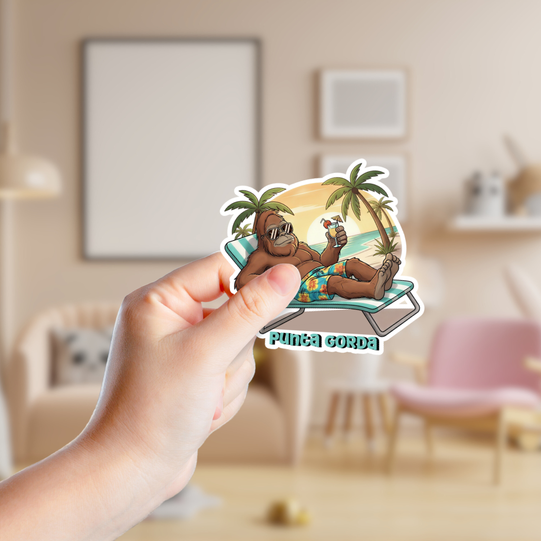 Lounging Bigfoot Custom Sticker