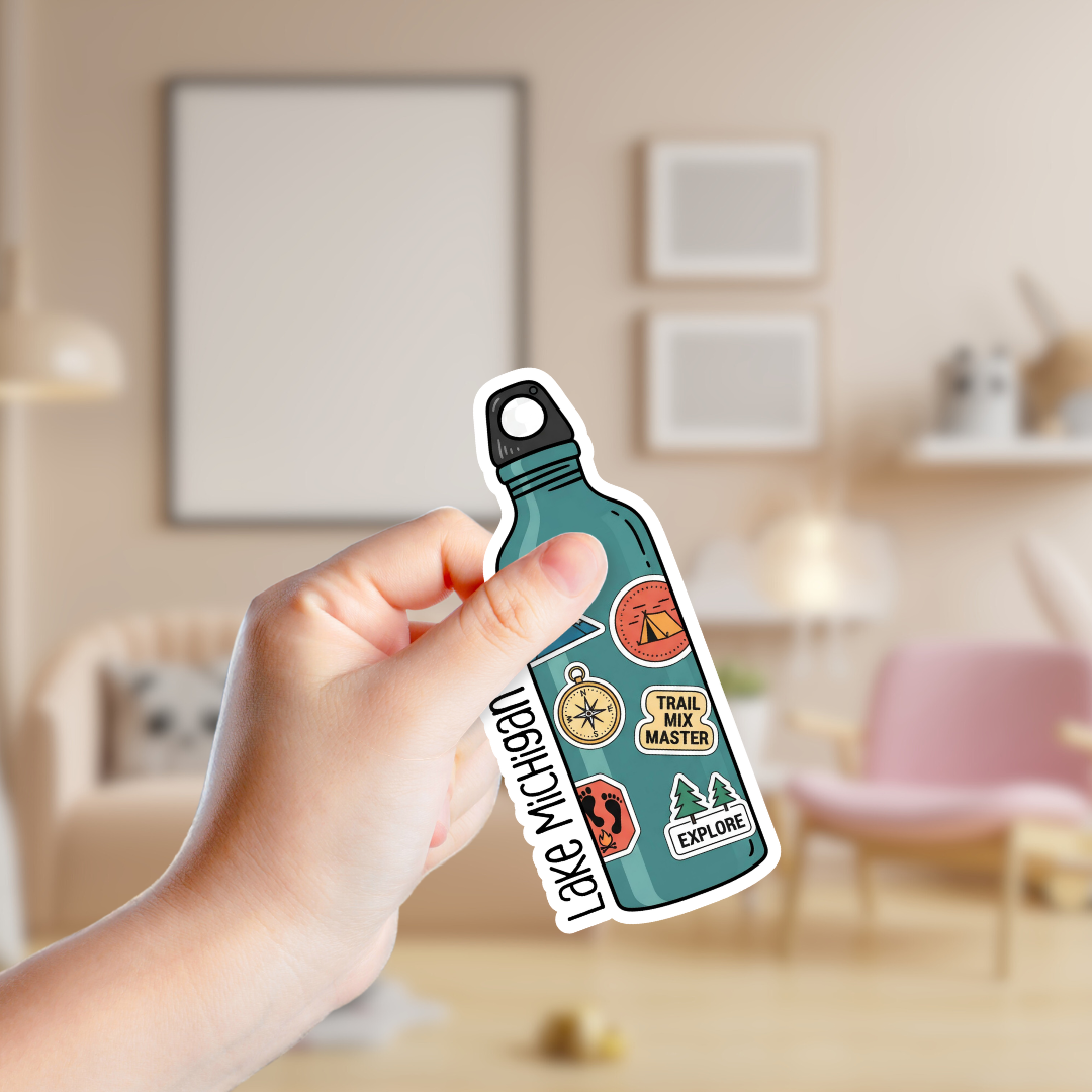 Water Bottle Covered in Stickers Custom Stickers