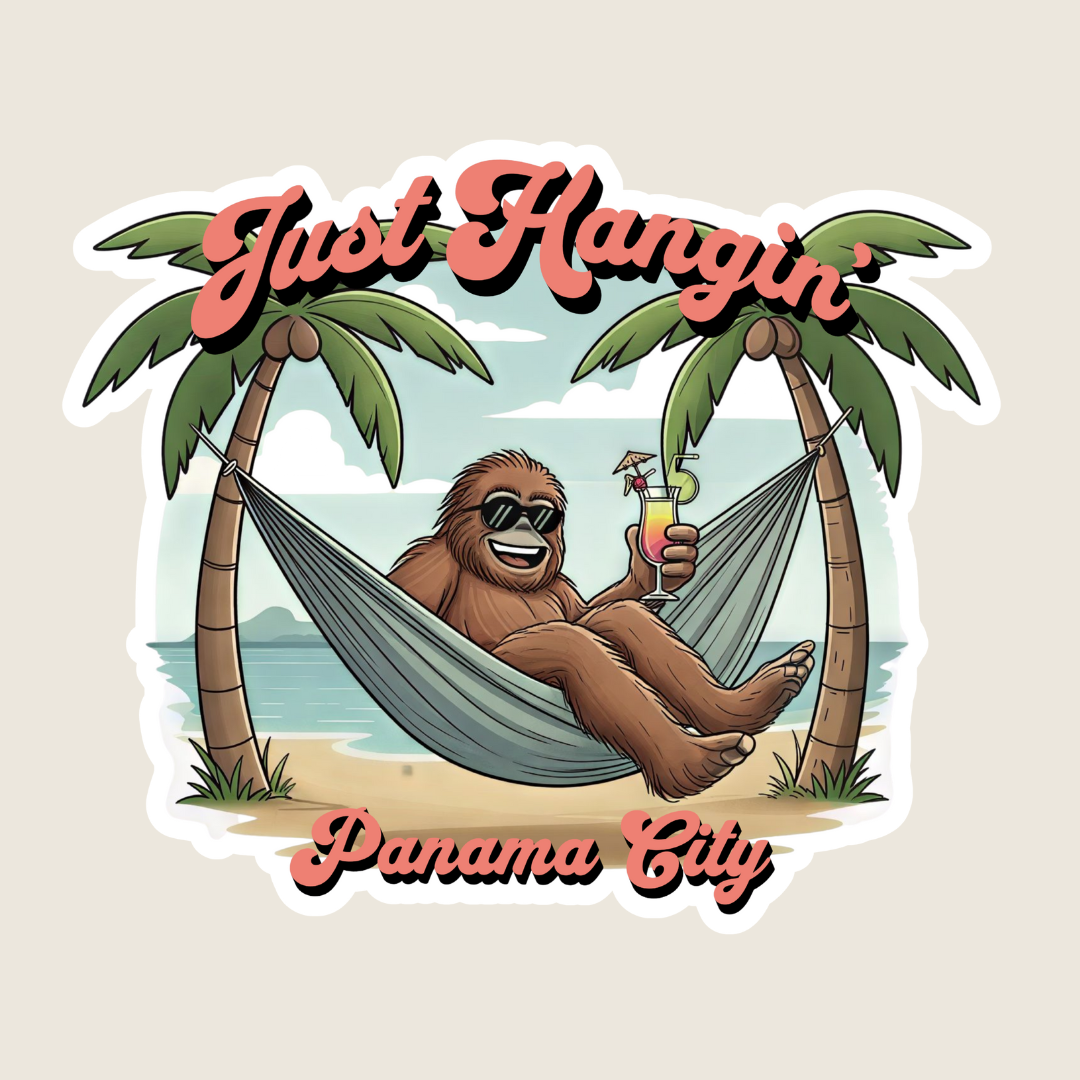 Just Hangin' Tropical Sasquatch Custom Sticker