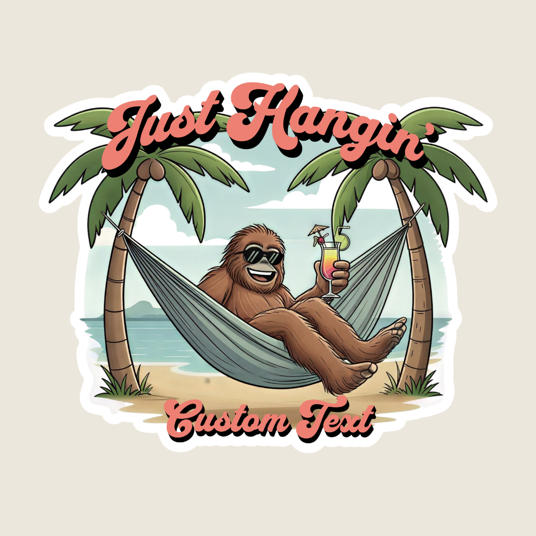 Just Hangin' Tropical Sasquatch Custom Sticker