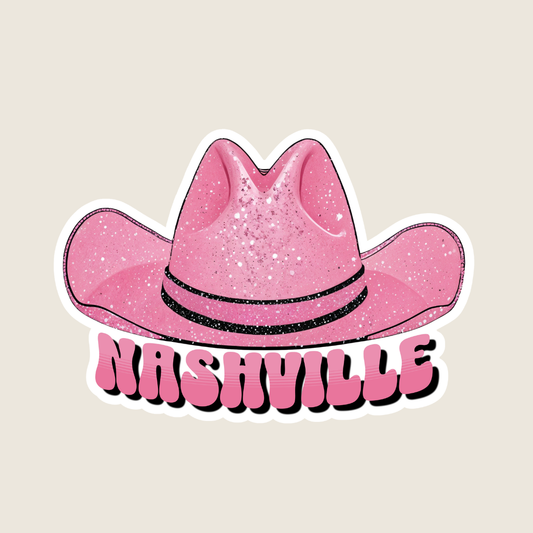 Sparkly Pink Cowgirl Hat Custom Sticker