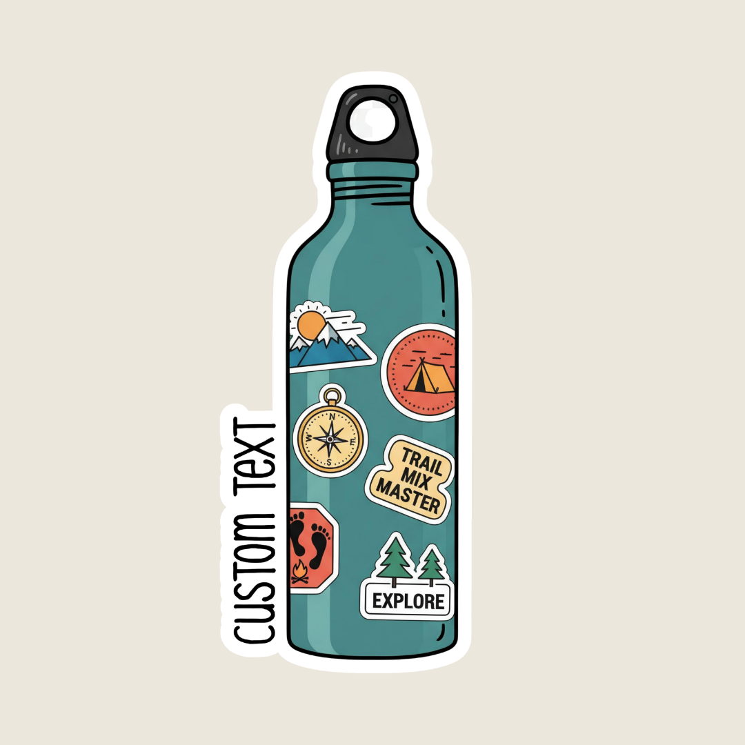 Water Bottle Covered in Stickers Custom Stickers