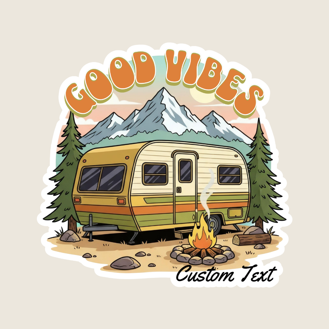 Retro Mountain Good Vibes Custom Sticker